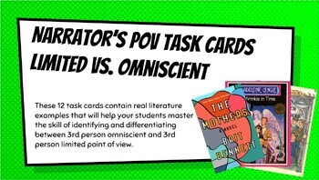 Preview of Narrator's Point of View Limited vs. Omniscient Task Cards and Sorting Game