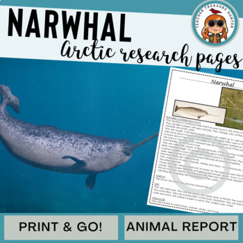 Preview of Narwhal Arctic Animal Research Page for 1st 2nd 3rd grade animal reports
