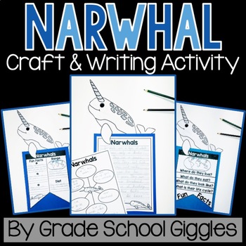 Preview of Narwhals: Arctic Animal Craft, Narwhal Animal Research Project 1st 2nd 3rd Grade