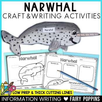 Preview of Narwhal Craft & Writing | Arctic Animals Activities, Polar Animals