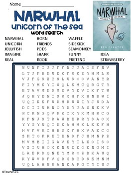 narwhal unicorn of the sea word search by teacherlcg tpt
