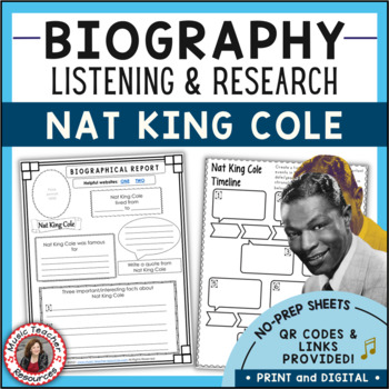 Preview of Black History month Music Lessons - NAT KING COLE Activities and Worksheets 