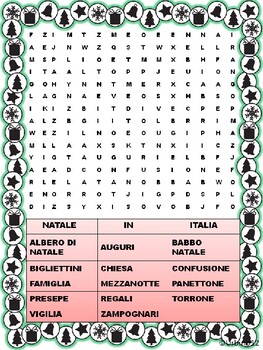 Preview of Natale Word Search Freebie