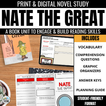 Preview of Nate the Great Novel Study: Printable Book Study w/ Vocabulary & Comprehension
