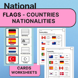 Nation Flags Countries Nationalities Cards and worksheets