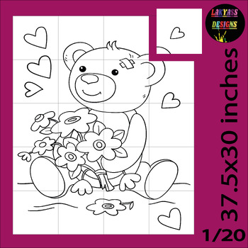 Preview of National American Teddy Bear Day Activity Collaborative Poster Art Coloring-kids