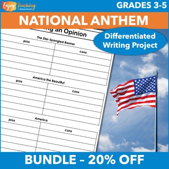 Preview of National Anthem Differentiated Argumentative Prompts - Patriotic Songs Bundle