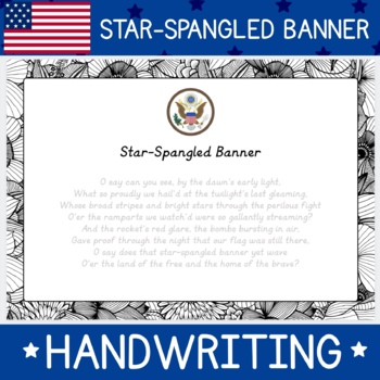 Preview of Star-Spangled Banner National Anthem Handwriting