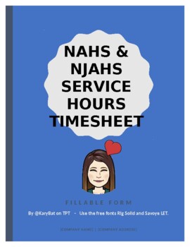 Preview of National Art Honor Society Service Hours Timesheet, NAHS, NJAHS