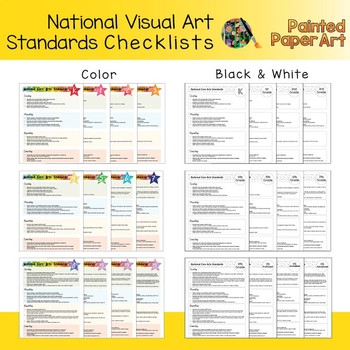 National Art Standards Checklist K-12 for Visual Arts by Painted Paper Art