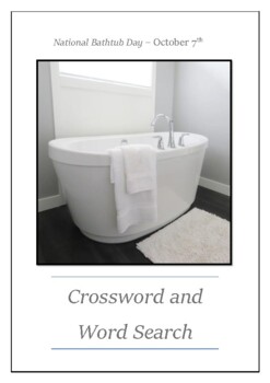 National Bathtub Day October 7th Crossword Puzzle Word Search Bell Ringer