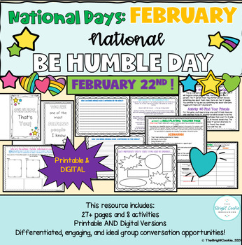 Preview of National Be Humble Day! Feb. 22nd- Lessons & Activities on Humility/Selflessness