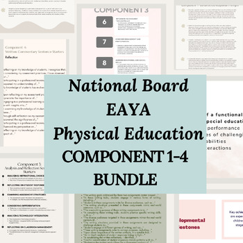 Preview of National Board EAYA Physical Education Components 1 - 4 Bundle