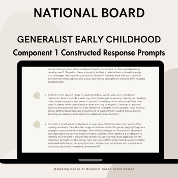 Preview of National Board Generalist: Early Childhood Component 1 Constructed Response