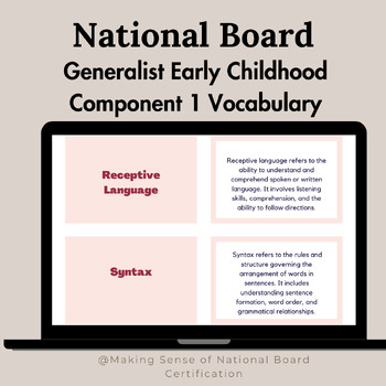 Preview of National Board Generalist: Early Childhood Component 1 Vocabulary Matching