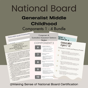 Preview of National Board: Generalist Middle Childhood Components 1 - 4 Bundle