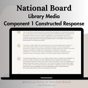 Preview of National Board Library Media: Component 1 Constructed Response Prompts