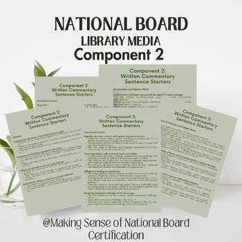 Preview of National Board Library Media: Component 2 Written Commentary Sentence Starters