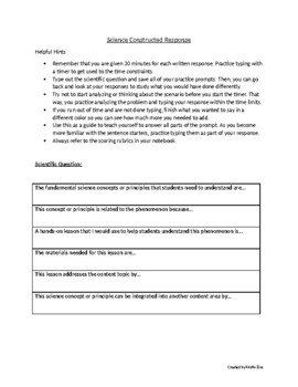 Preview of National Board MC/Gen Component 1 Science Constructed Response