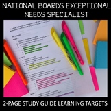 National Boards Exceptional Needs 2-Page Study Guide