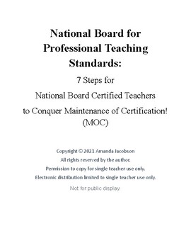 National Board Maintenance of Certification 7 Steps for Conquering MOC