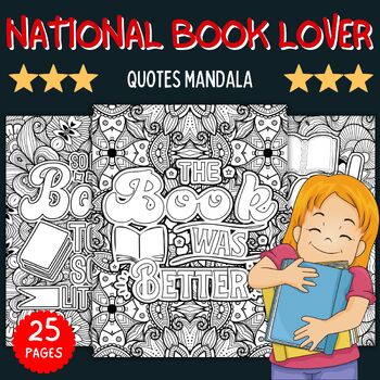 Preview of World Book day Quotes Mandala Coloring Pages - Fun August Activities