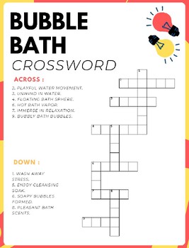 National Bubble Bath Day No Prep Crossword Puzzles Worksheet Activity