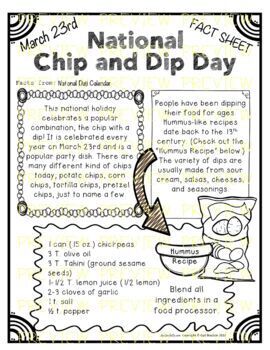 National Chip and Dip Day (March 23rd) by Lead Joyfully - Gail Boulton