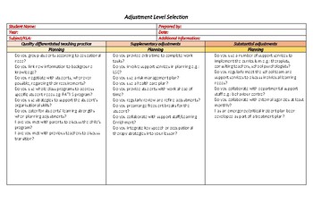 Preview of National Consistent Collection of Data | Adjustment Level Selection Checklist