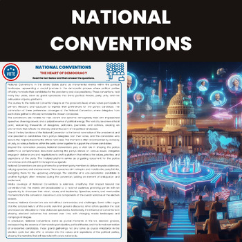 Preview of National Conventions Reading Worksheet | US Elections  and Voting