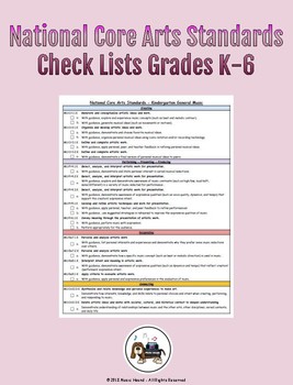 Preview of National Core Arts Standards Check Sheet BUNDLE for General Music Grades K-6