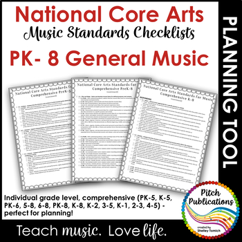 Preview of National Core Arts Standards - Music Standards - Checklist for K-8 Lesson Plans