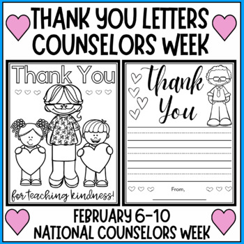 Preview of National Counselors Week- Appreciation Thank You Counselor Letters & Coloring