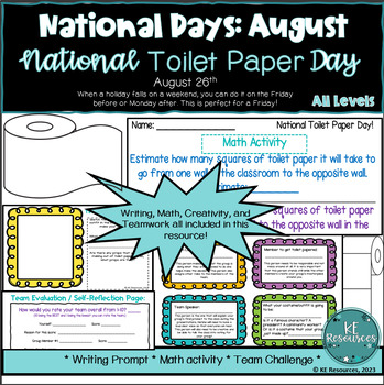 Preview of National Days: August- National Toilet Paper Day~ Fun and engaging activities!