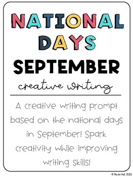 National Days Creative Writing - SEPTEMBER FREEBIE! Entire Month!