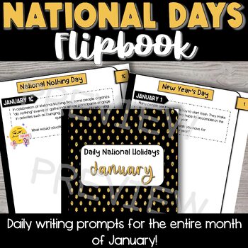 National Days Daily Writing Prompts - JANUARY by Teacher Life - Fire Wife