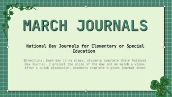 Preview of National Days Journal Presentation MARCH- Links to Videos- Special Education