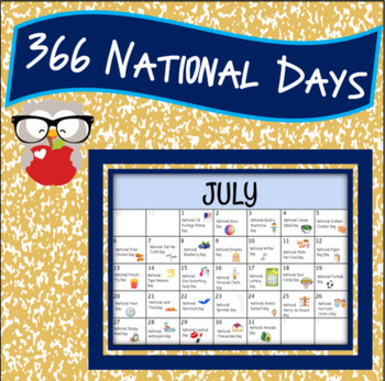 Preview of National Days of the Year - Calendar 366 Days!