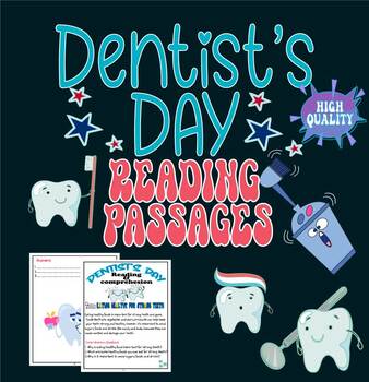 Preview of National Dentist's day Kindergarten Reading Passages |Dental Health Care Month