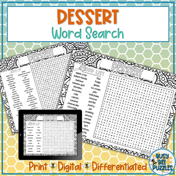 Preview of National Dessert Day Word Search Puzzle Activity