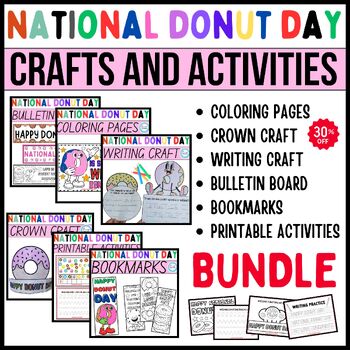 Preview of National Donut Day Crafts&Activities BUNDLE,Bulletin Board,coloring pages