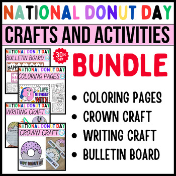 Preview of National Donut Day Crafts&Activities BUNDLE,Bulletin Board,coloring pages,crown