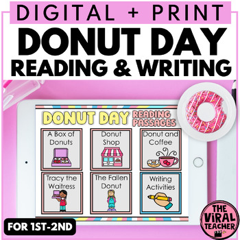 Preview of National Donut Day Reading Comprehension Passages and Writing Activity