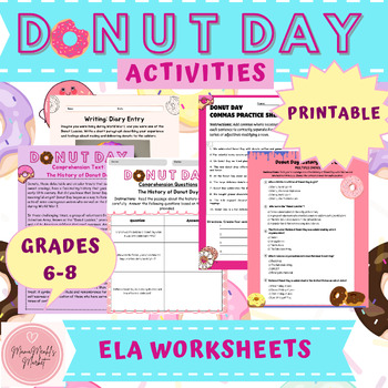 Preview of National Donut Day Worksheets & Activities | Back to School Fun