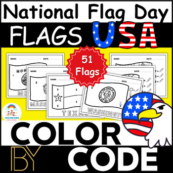Preview of National Flag Day - Flags USA Color by Code | Presidents' Day