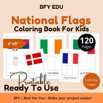 Preview of National Flags*Coloring Pages For Kids 6x9'' 120 pages