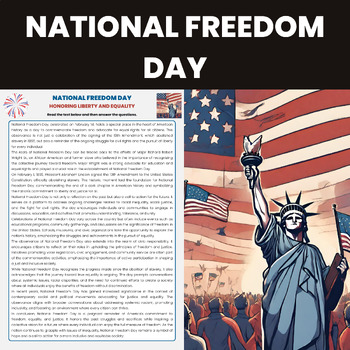 Preview of National Freedom Day Reading Comprehension Worksheet | 13th Amendment