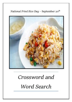 National Fried Rice Day September 20th Crossword Puzzle Word Search