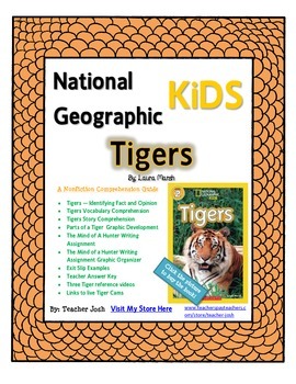 Preview of National Geographic Kids Tigers {Nonfiction Comprehension Guide}