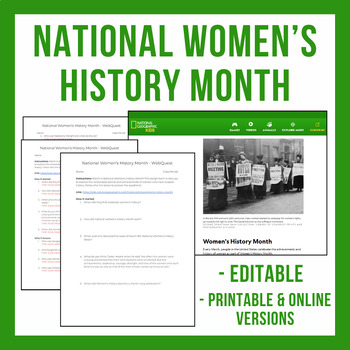 Preview of National Geographic National Women's History Month - WebQuest